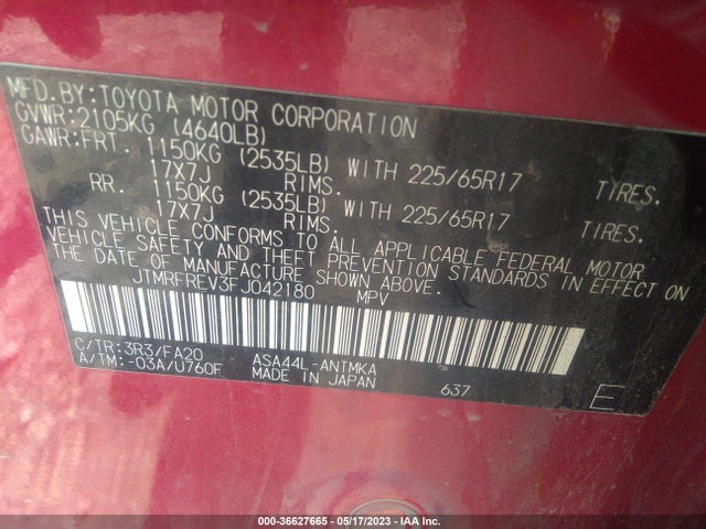 Toyota Rav4 Xle 2015 JTMRFREV3FJ042180 Image 10