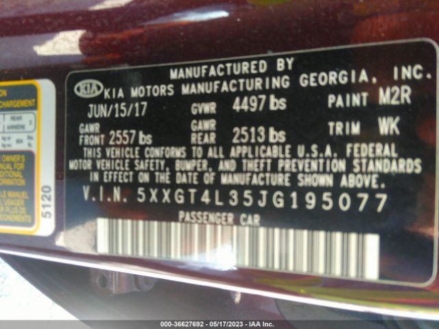 5XXGT4L35JG195077 KIA Optima Lx