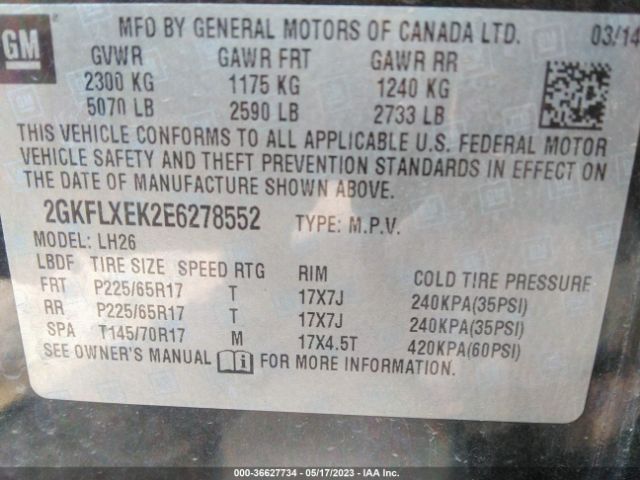 2GKFLXEK2E6278552 GMC Terrain Slt