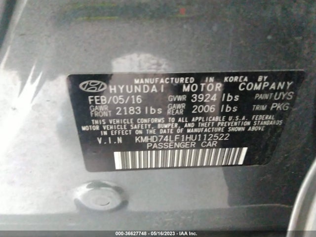 Hyundai ELANTRA SE 2017 KMHD74LF1HU112522 Image 9
