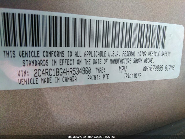 2C4RC1BG4HR534960 Chrysler Pacifica Touring-l