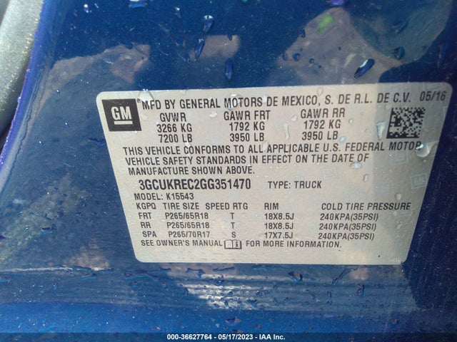 Chevrolet Silverado 1500 Lt 2016 3GCUKREC2GG351470 Image 9