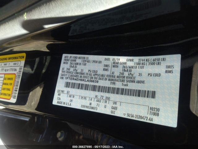 1FTER4EH6KLA56639 Ford Ranger Xl/xlt/lariat