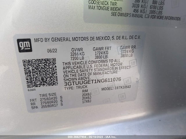 GMC Sierra 1500 Denali 2022 3GTUUGET1NG611076 Image 9