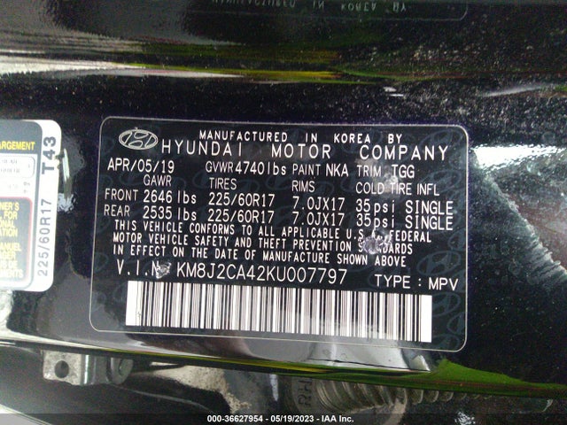 Hyundai TUCSON SE 2019 KM8J2CA42KU007797 Image 9