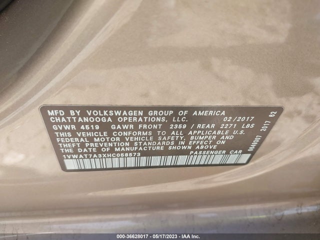1VWAT7A3XHC058573 Volkswagen Passat 1.8t S