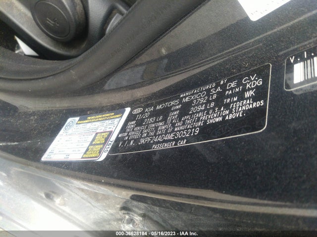 2021 KIA FORTE LXS VIN: 3KPF24AD4ME305219