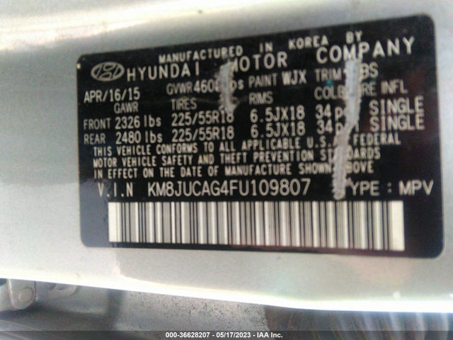Hyundai Tucson Limited 2015 KM8JUCAG4FU109807 Image 10