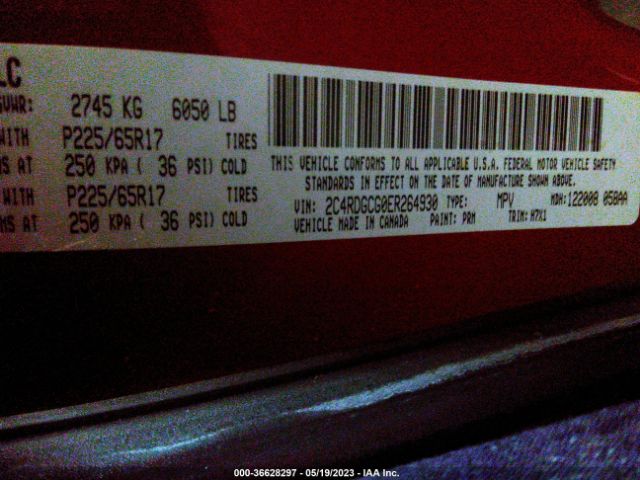 2C4RDGCG0ER264930 Dodge Grand Caravan Sxt
