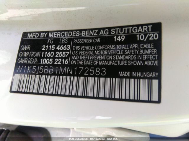 W1K5J5BB1MN172583 Mercedes-Benz Cla Amg Cla 35