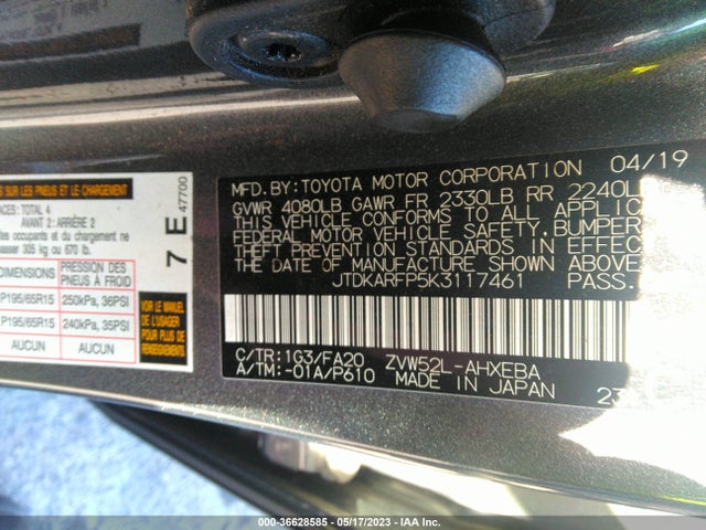Toyota Prius Prime Plus/premium/advanced 2019 JTDKARFP5K3117461 Image 9