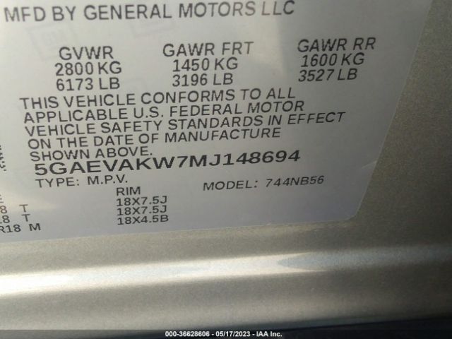 5GAEVAKW7MJ148694 Buick Enclave Essence