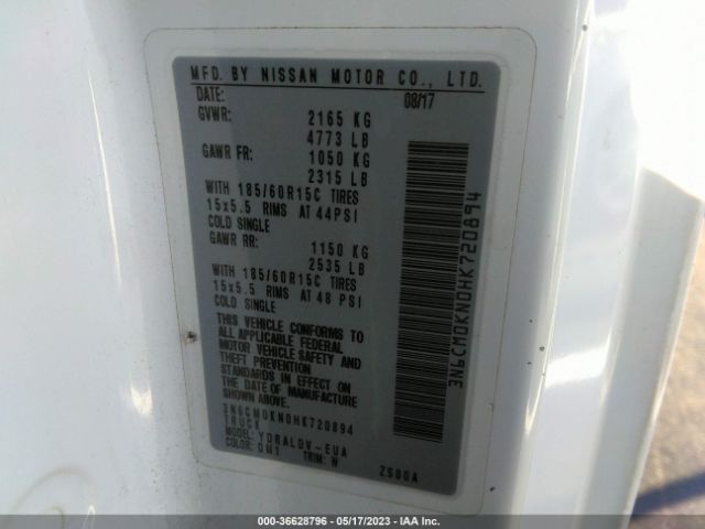 3N6CM0KN0HK720894 Nissan Nv200 Compact Cargo S