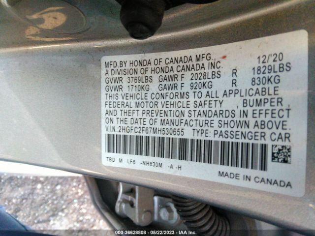 2HGFC2F67MH530655 Honda Civic Lx