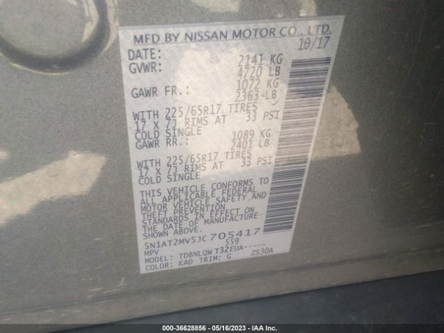 5N1AT2MV5JC705417 Nissan ROGUE SV