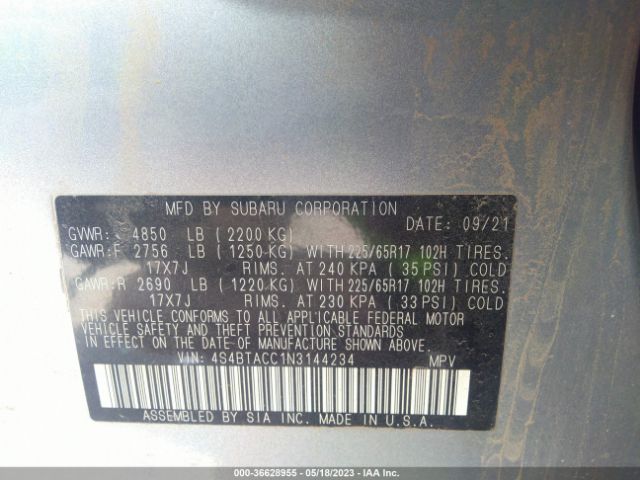 4S4BTACC1N3144234 Subaru Outback Premium