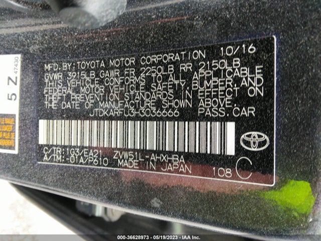 Toyota Prius Two/two Eco/three 2017 JTDKARFU3H3036666 Image 11