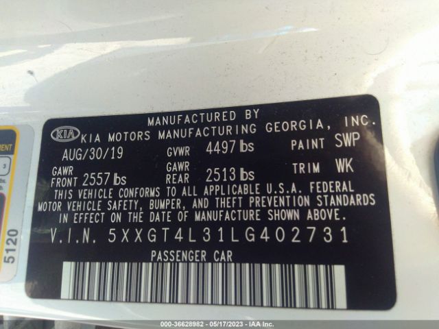 5XXGT4L31LG402731 KIA Optima Lx