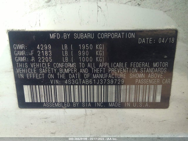 4S3GTAB61J3739729 Subaru Impreza Premium