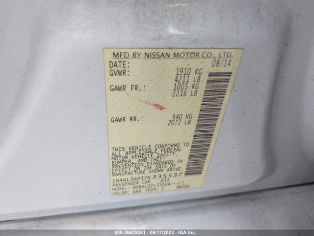 2015 NISSAN ALTIMA 2.5 S VIN: 1N4AL3AP3FN335537