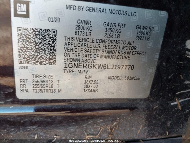 Chevrolet Traverse Lt Cloth 2020 1GNERGKW6LJ197770 Image 9
