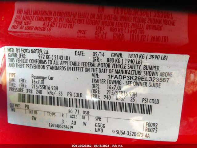 1FADP3K29EL323567 Ford FOCUS SE