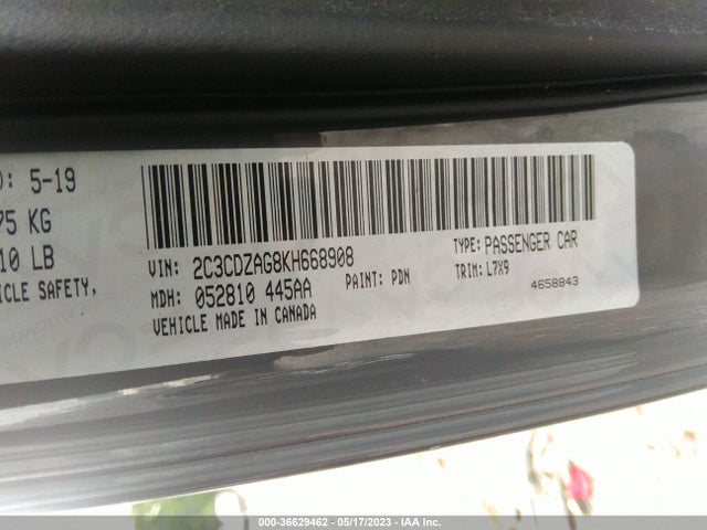 Dodge Challenger Sxt 2019 2C3CDZAG8KH668908 Image 9
