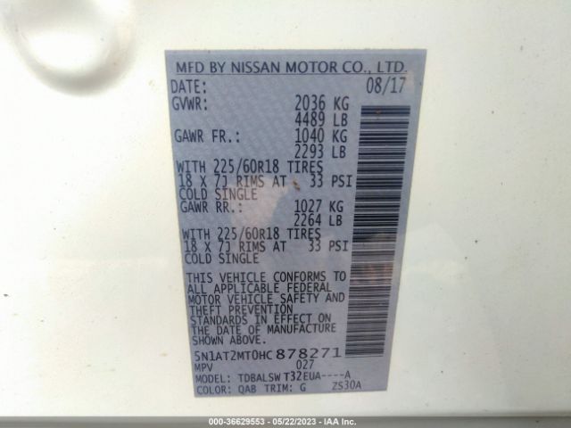5N1AT2MT0HC878271 Nissan Rogue Sl