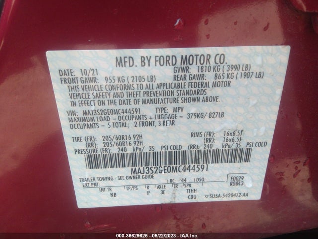 2021 FORD ECOSPORT SE VIN: MAJ3S2GE0MC444591