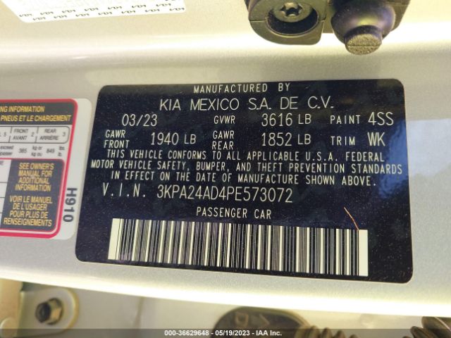 3KPA24AD4PE573072 KIA RIO LX
