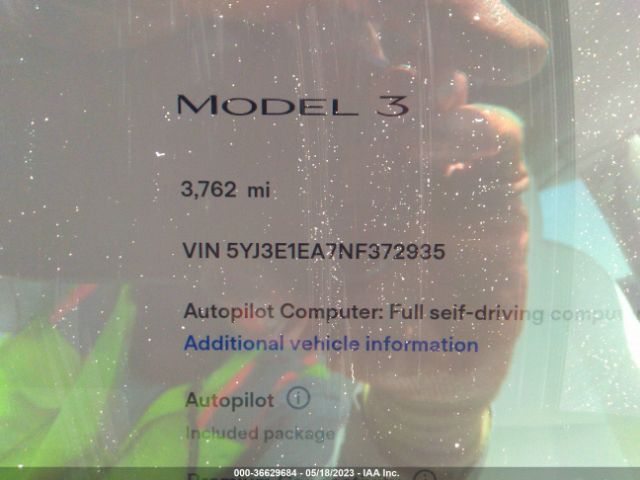 5YJ3E1EA7NF372935 Tesla MODEL 3