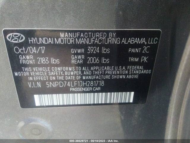Hyundai ELANTRA SE 2018 5NPD74LF1JH281718 Image 10