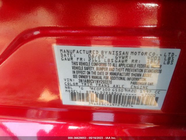 3N1AB8CV1NY292276 Nissan SENTRA SV