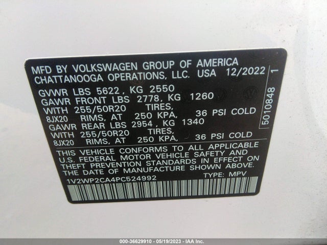 1V2WP2CA4PC524992 Volkswagen Atlas 2.0t Se W/technology