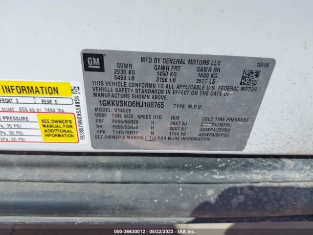 1GKKVSKD6HJ188765 GMC Acadia Limited Limited