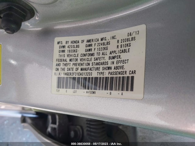 Honda Accord Sedan Lx 2014 1HGCR2F31EA013200 Image 9