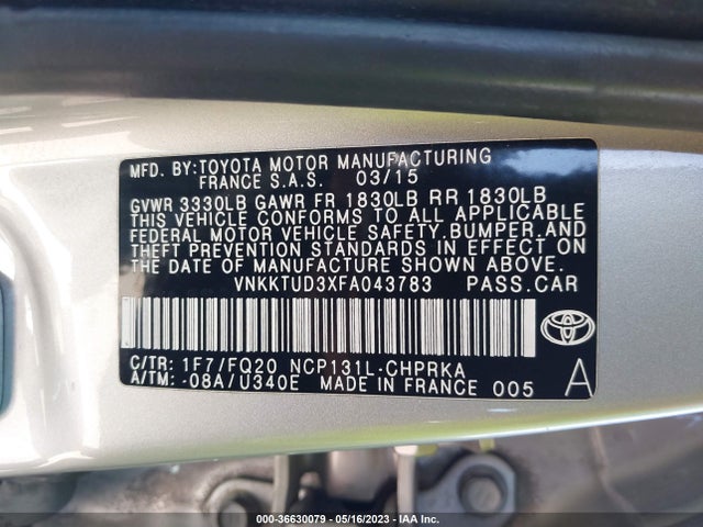 Toyota Yaris L/se/le 2015 VNKKTUD3XFA043783 Image 10