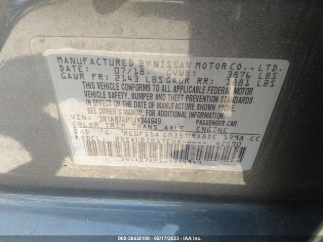 3N1AB7AP1JY344949 Nissan SENTRA S