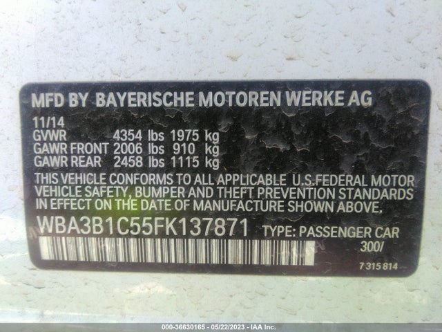 WBA3B1C55FK137871 BMW 3 Series 320i