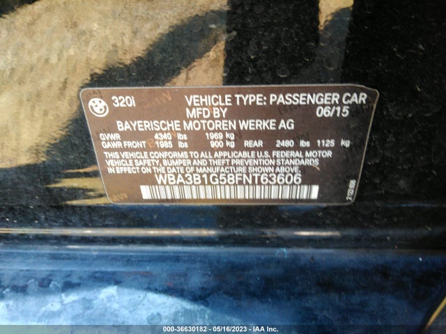 WBA3B1G58FNT63606 BMW 3 Series 320i