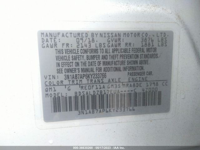 3N1AB7AP6KY233766 Nissan SENTRA SV