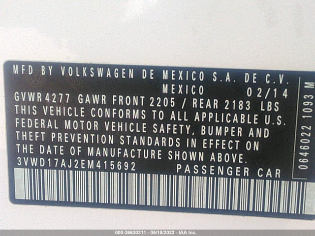 3VWD17AJ2EM415692 Volkswagen Jetta Sedan Se