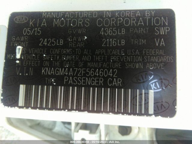 KNAGM4A72F5646042 KIA Optima Lx