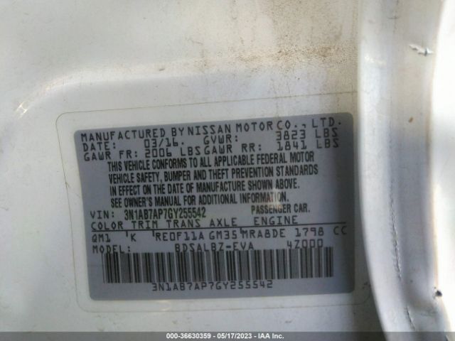3N1AB7AP7GY255542 Nissan SENTRA S