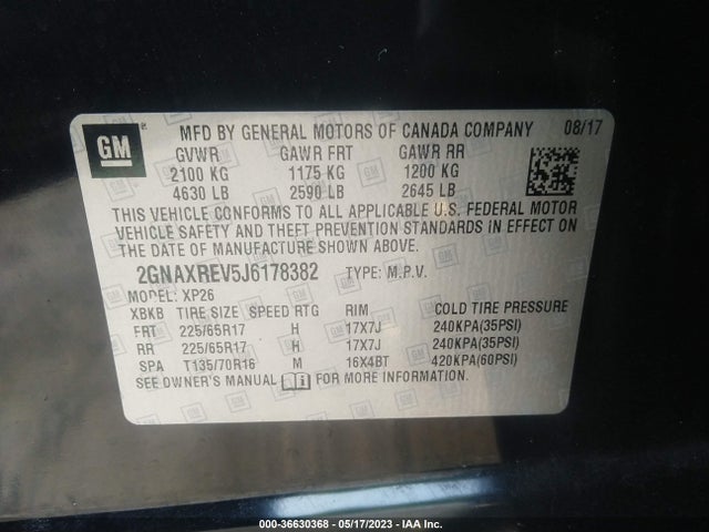 Chevrolet EQUINOX LS 2018 2GNAXREV5J6178382 Image 9
