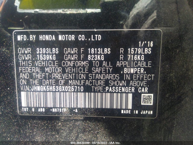 Honda FIT LX 2016 JHMGK5H53GX025710 Image 9