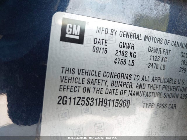 Chevrolet IMPALA LS 2017 2G11Z5S31H9115960 Image 9