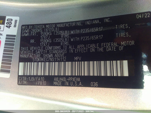 Toyota SIENNA LE 2022 5TDKRKEC7NS114112 Image 10