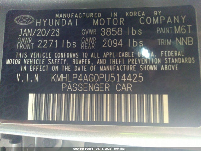 Hyundai Elantra Limited 2023 KMHLP4AG0PU514425 Image 11