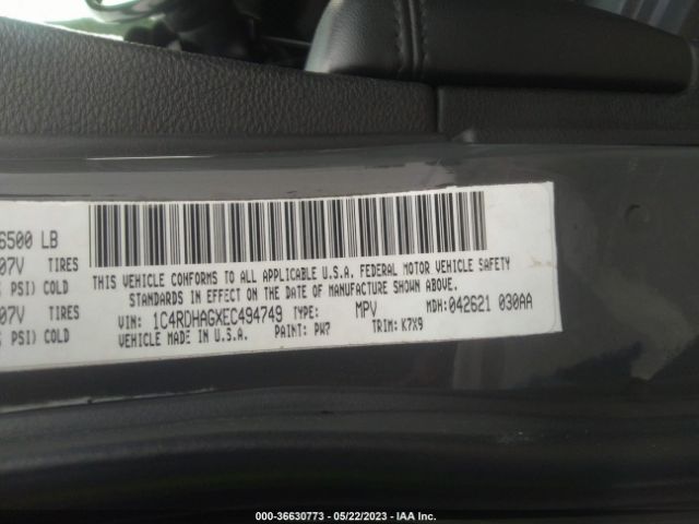 1C4RDHAGXEC494749 Dodge Durango Sxt